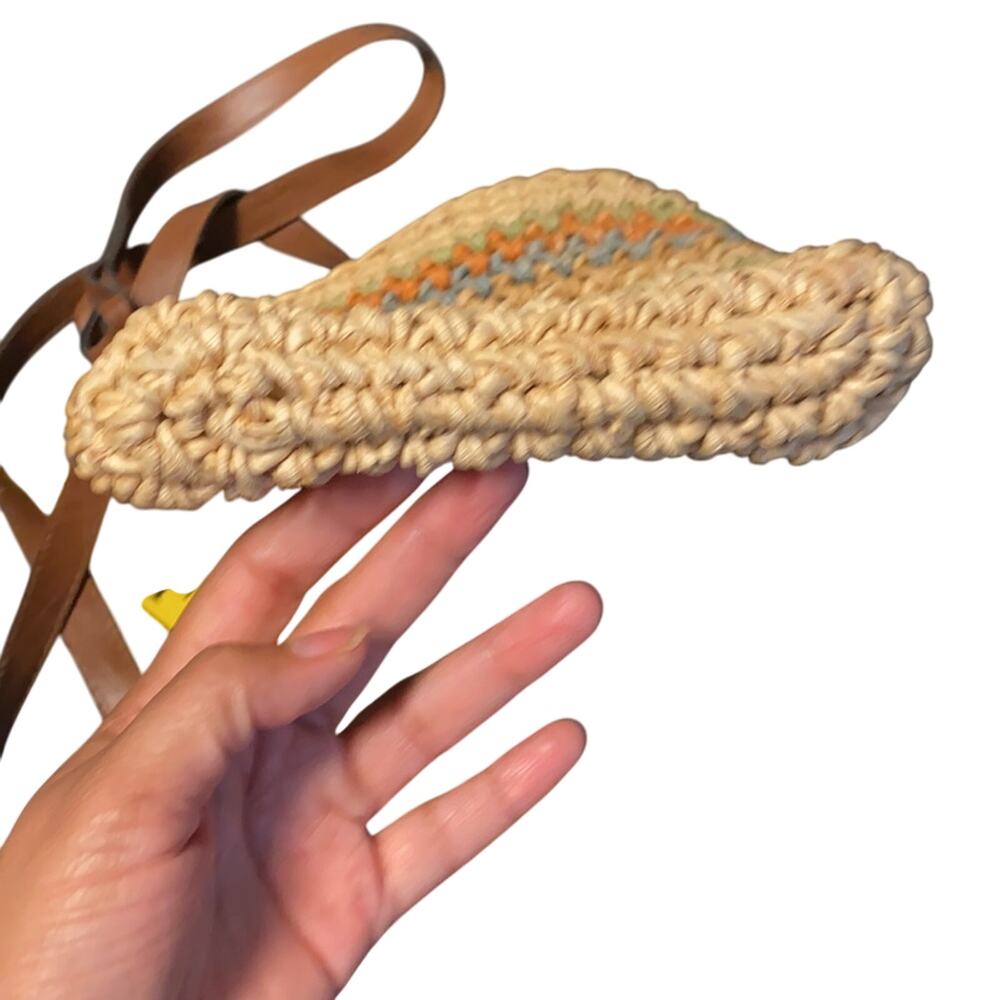 Vintage basket woven crossbody bag faux leather summer bohemian festival coastal - Picture 5 of 6